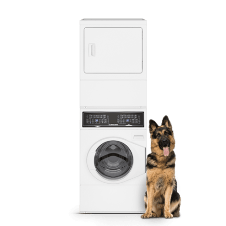 Speed Queen SF7 Stacked White Washer – Gas Dryer with Pet Plus 
