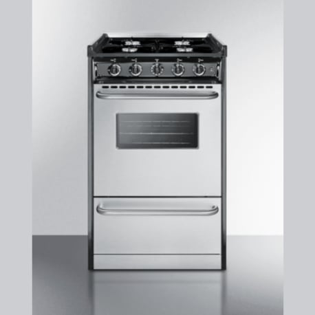 Summit 20" Wide Gas Range, Open Burners