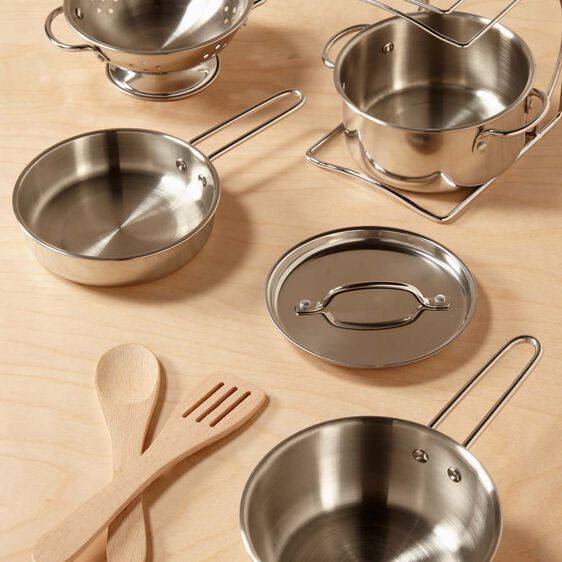 Let's Play House! Stainless Steel Pots and Pans Play Set