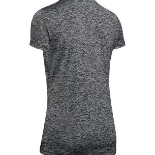 Women's Black & Meic Silver UA Tech Twist V-Neck Shirt