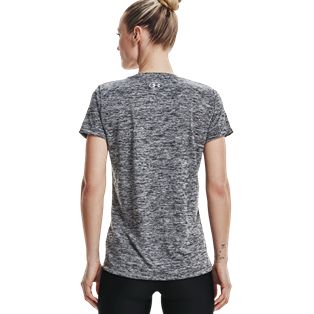 Women's Black & Meic Silver UA Tech Twist V-Neck Shirt