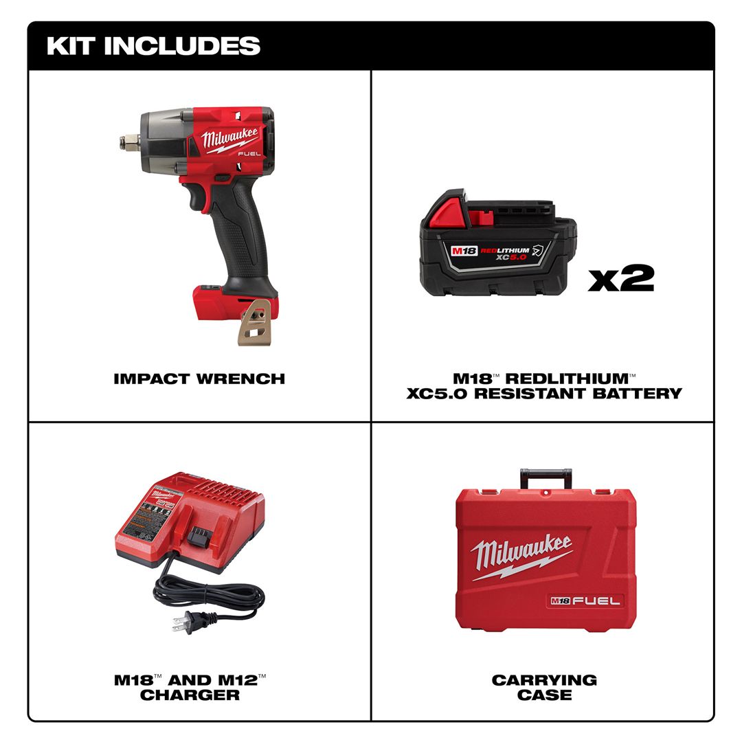 Milwaukee M18 FUEL 1/2 Mid-Torque Impact Wrench with Friction Ring (Bare  Tool)