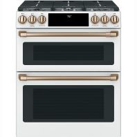Cafe Café™ 30" Smart Slide-In, Front-Control, Gas Double-Oven Range with Convection
