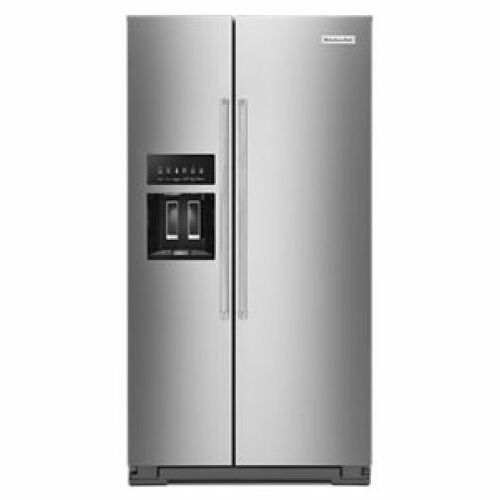 KitchenAid 19.9 cu ft. Counter-Depth Side-by-Side Refrigerator with Exterior Ice and Water and PrintShield™ finish