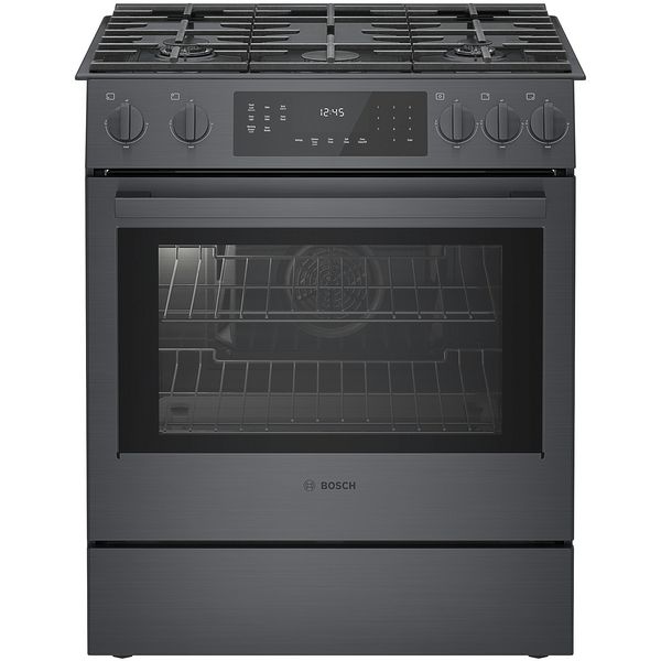 Bosch 800 Series, Gas Slide-in Range, 30'', Black Stainless Steel