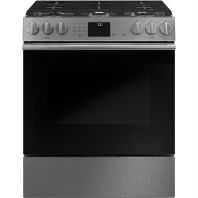 Cafe Café™ 30" Smart Slide-In, Front-Control, Gas Range with Convection Oven in Platinum Glass