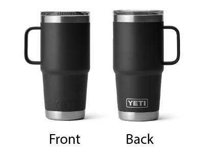 REAL YETI 20 Oz. Travel Mug With Stronghold Lid Laser Engraved Black  Stainless Steel Yeti Rambler Vacuum Insulated YETI 