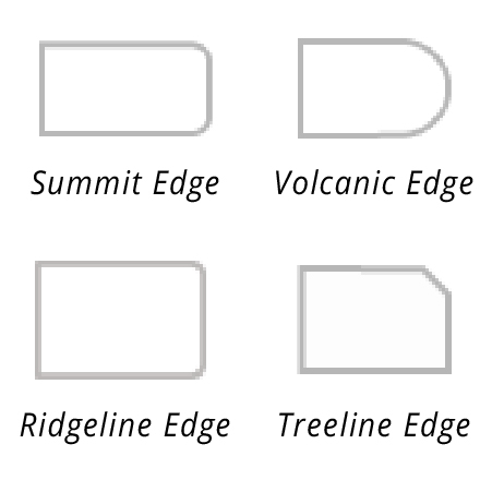 A graphic of the summit, volcaninc, ridgeline, and treeling edge quartz profiles.