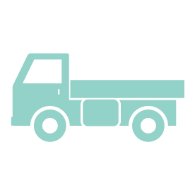 A teal and white graphic of a tow truck.