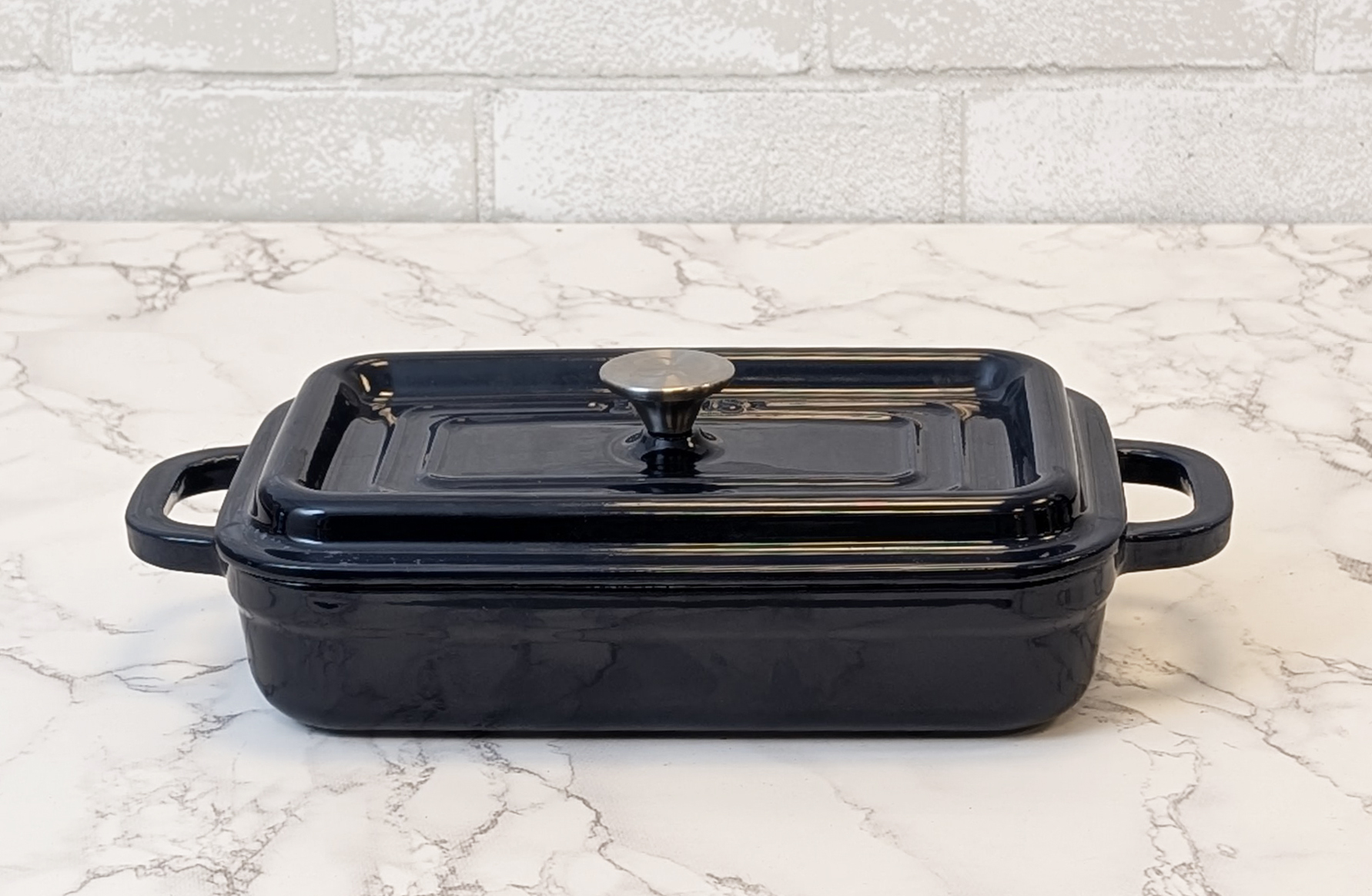 Enameled Cast Iron Covered Casserole Dishes, Navy Blue | Suvie