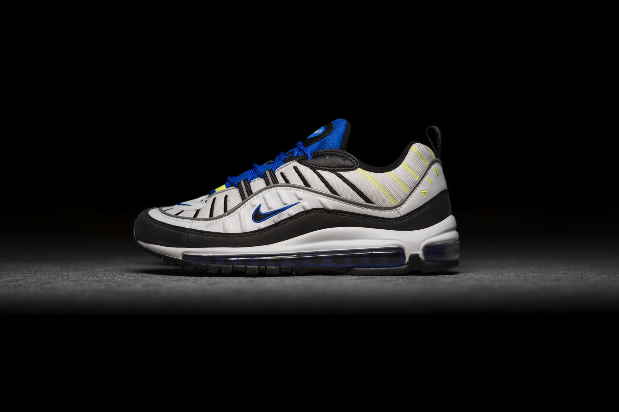 nike air max 98 white black racer blue