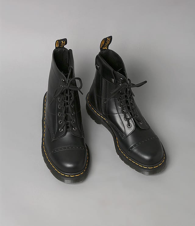 black doc martens with zipper