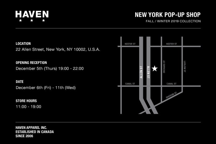HAVEN FW19 NEW YORK POP UP SHOP