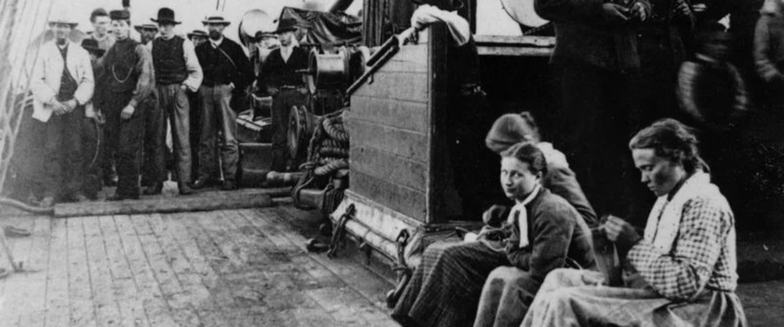 Norwegian immigrants on their way to America on the SS Hero in 1870.