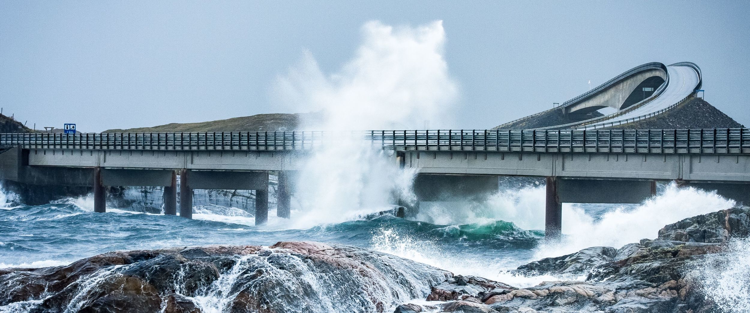 The Atlantic Ocean Road with curvy roads and bridges. 