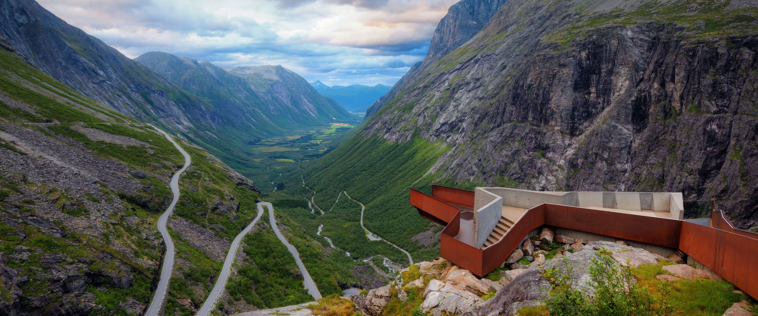 Roads and view point of Trollstigen in Norway. 