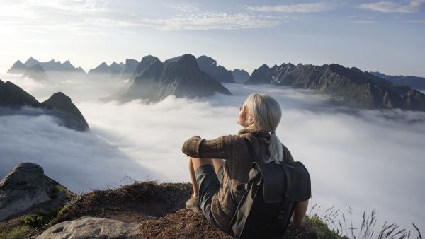 tourist on mountain trip