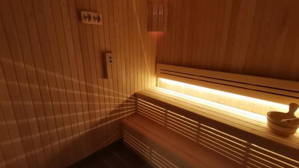 Traditional wooden sauna on board Havila Voyages/ Havila Kystruten