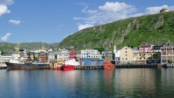 Kirkenes from seaside in the summer. 