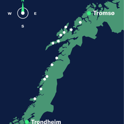 map trondheim-tromso, north