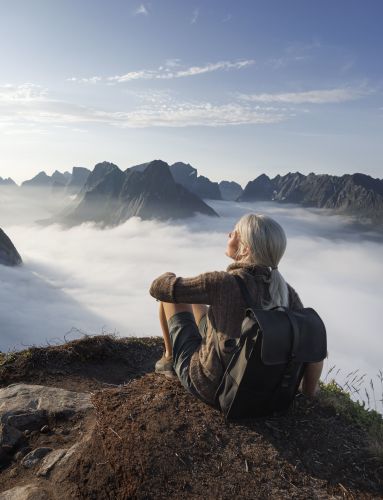 tourist on mountain trip