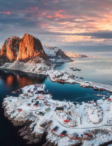 lofoten in winter landscape snowy snow