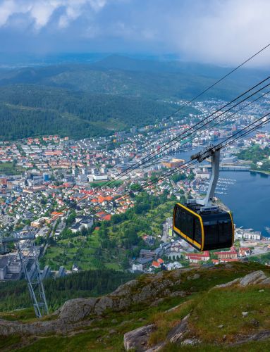 bergen mount ulriken cable car city view