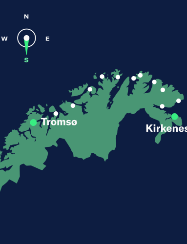 map kirkenes–tromso, south