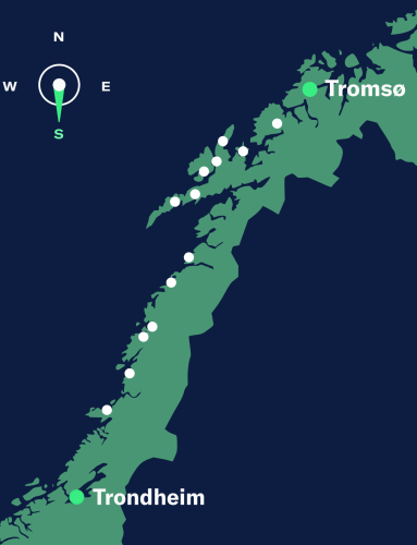 map trondheim-tromsø, south