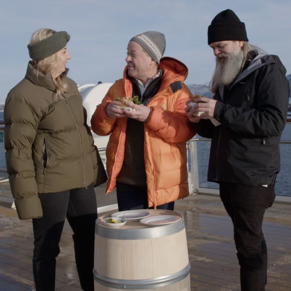 People of the North with Frida Ronge, Arne Hjeltnes and Stig Bareksten on board Havila Voyages.