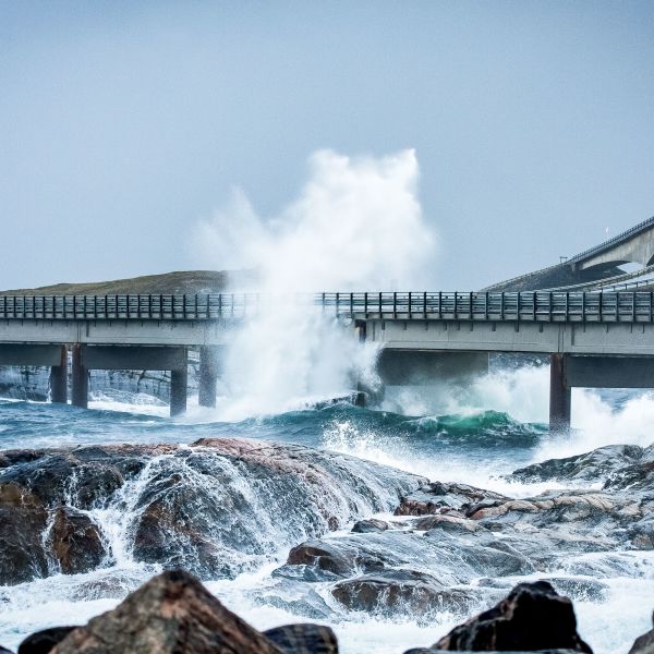 The Atlantic Ocean Road with curvy roads and bridges. 