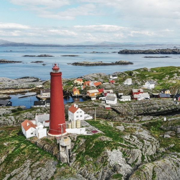 Aerial shot of Utvær fyr. Photo Lillian Herland.