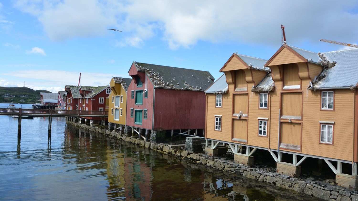Old boathouses along the quay in Rørvik
