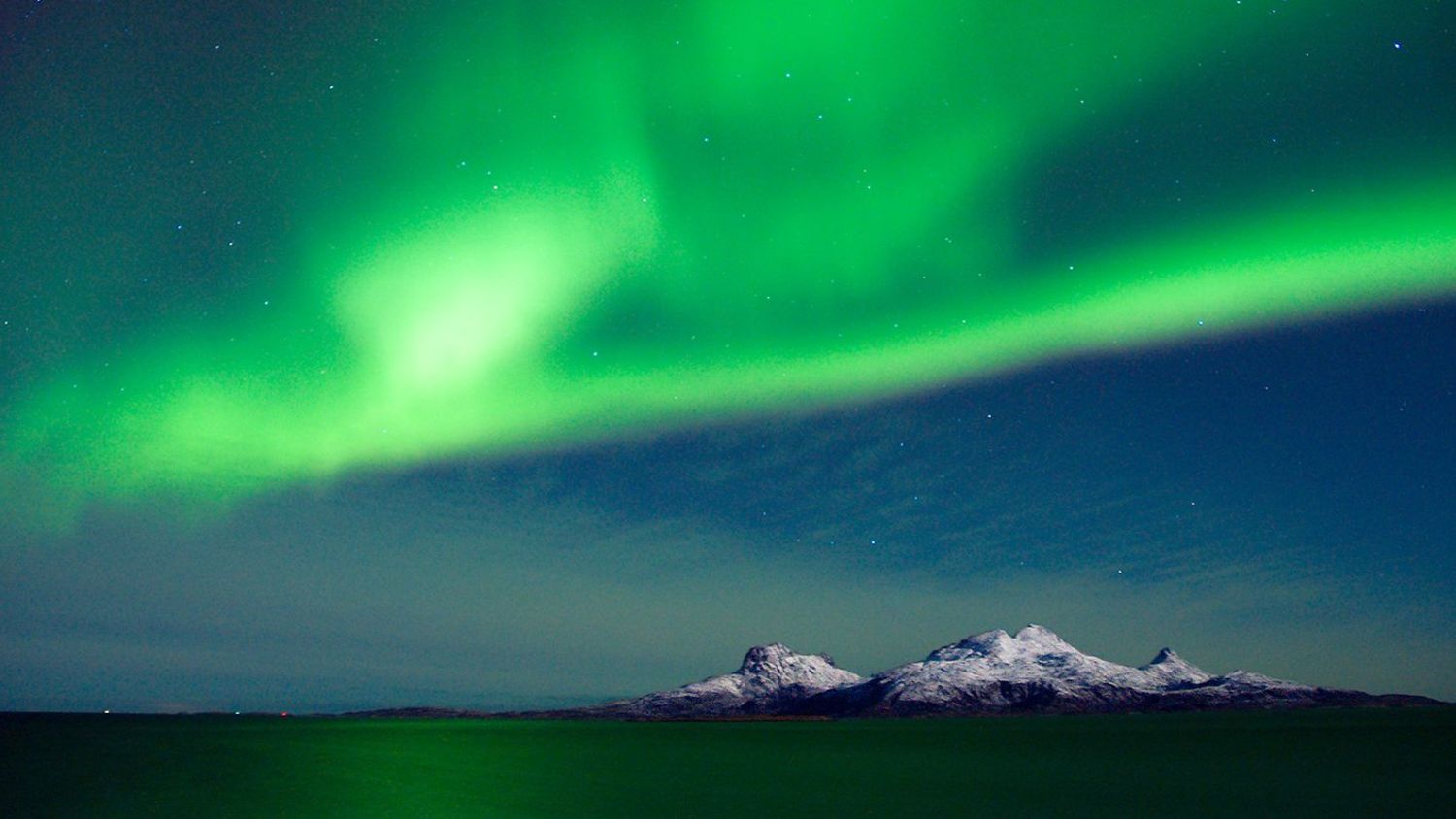 Northern light over island outside Bodø. 