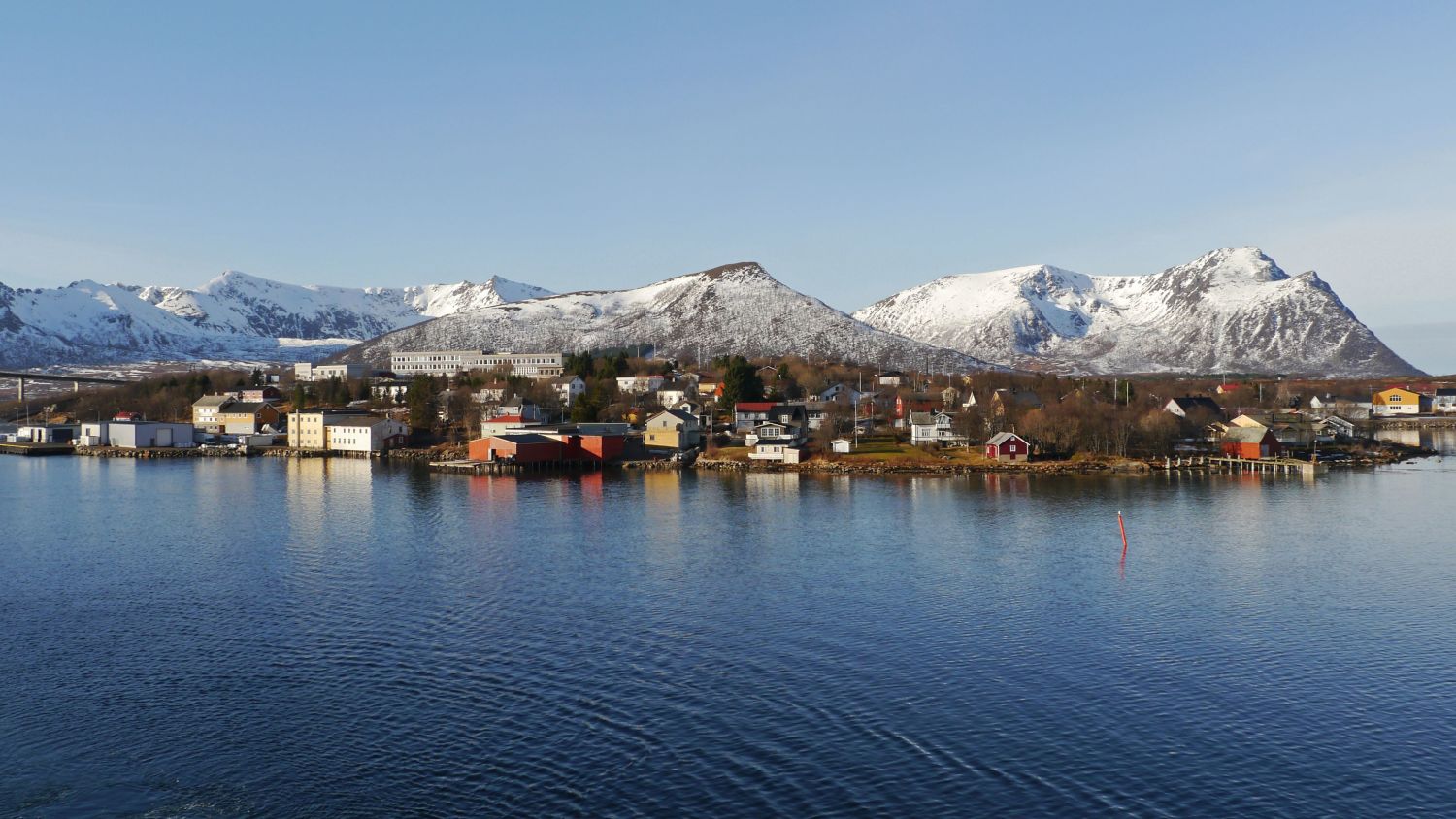 Port of Risøyhamn seen from the seaside. 