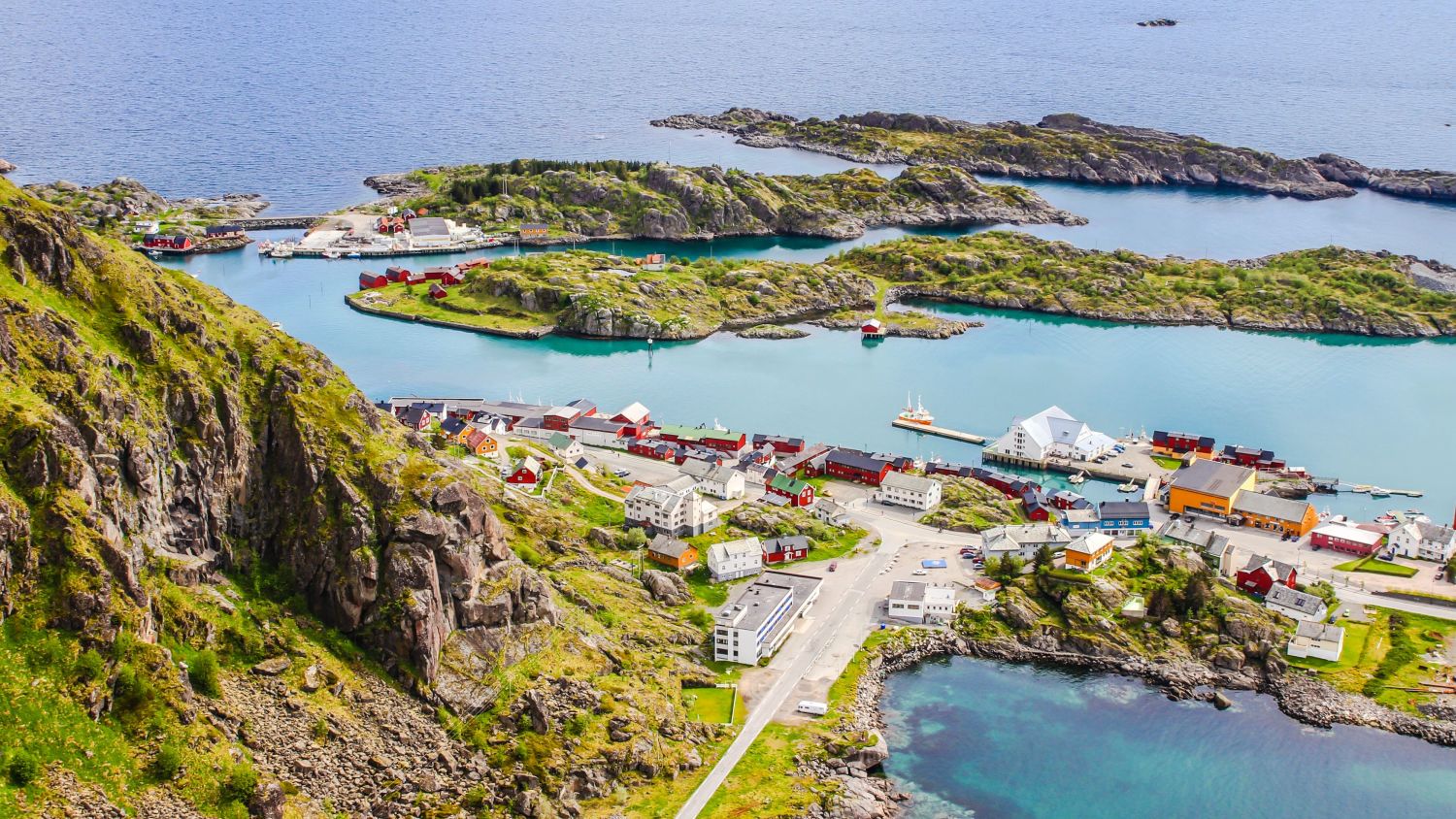 Port of stamsund. Small islands. 