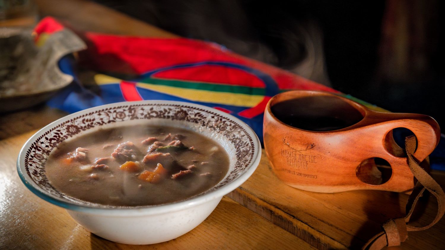 Sami meat stew (BIDOS) and warm drink
