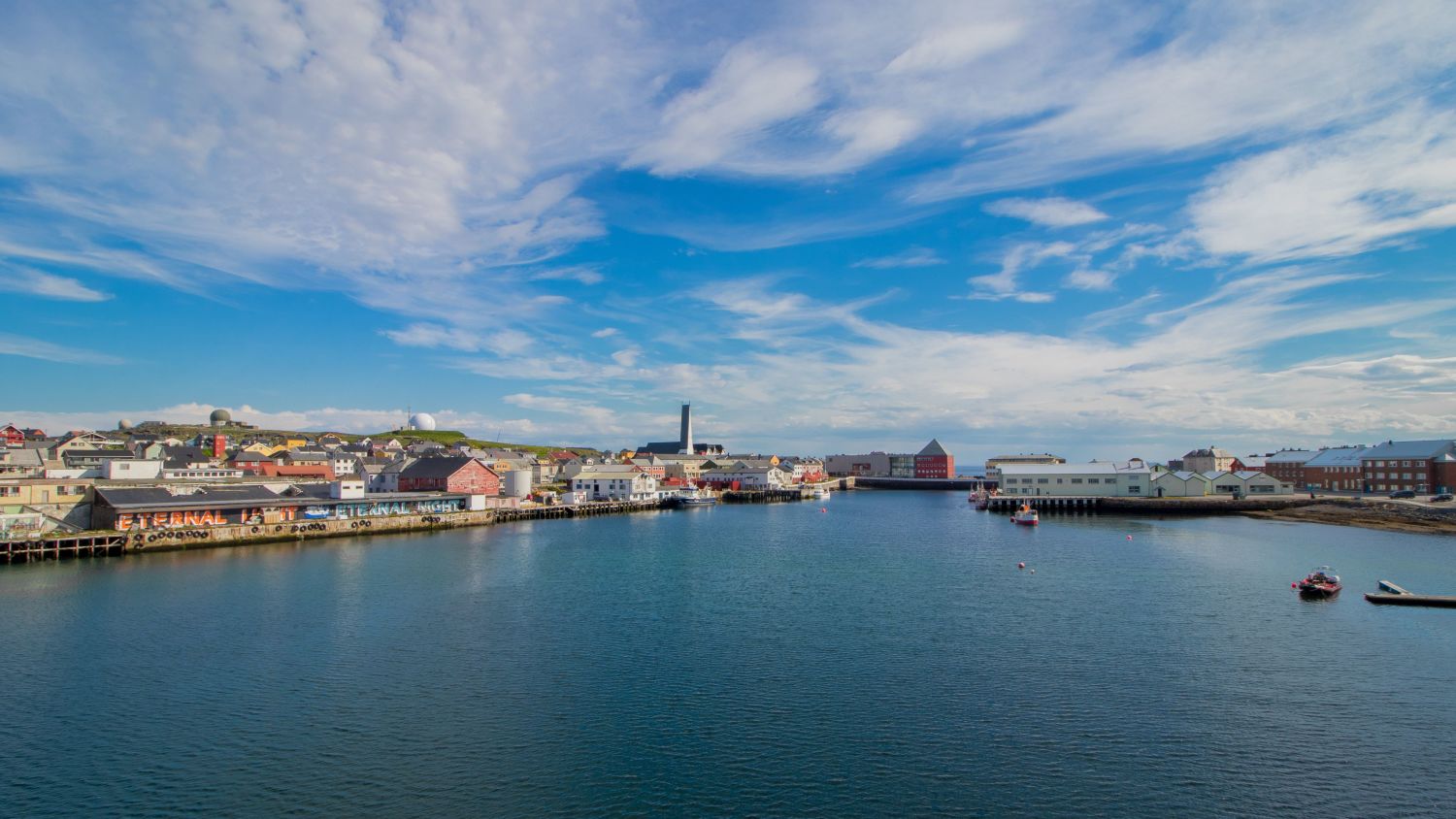 Port of Vardø seen from the seaside. 