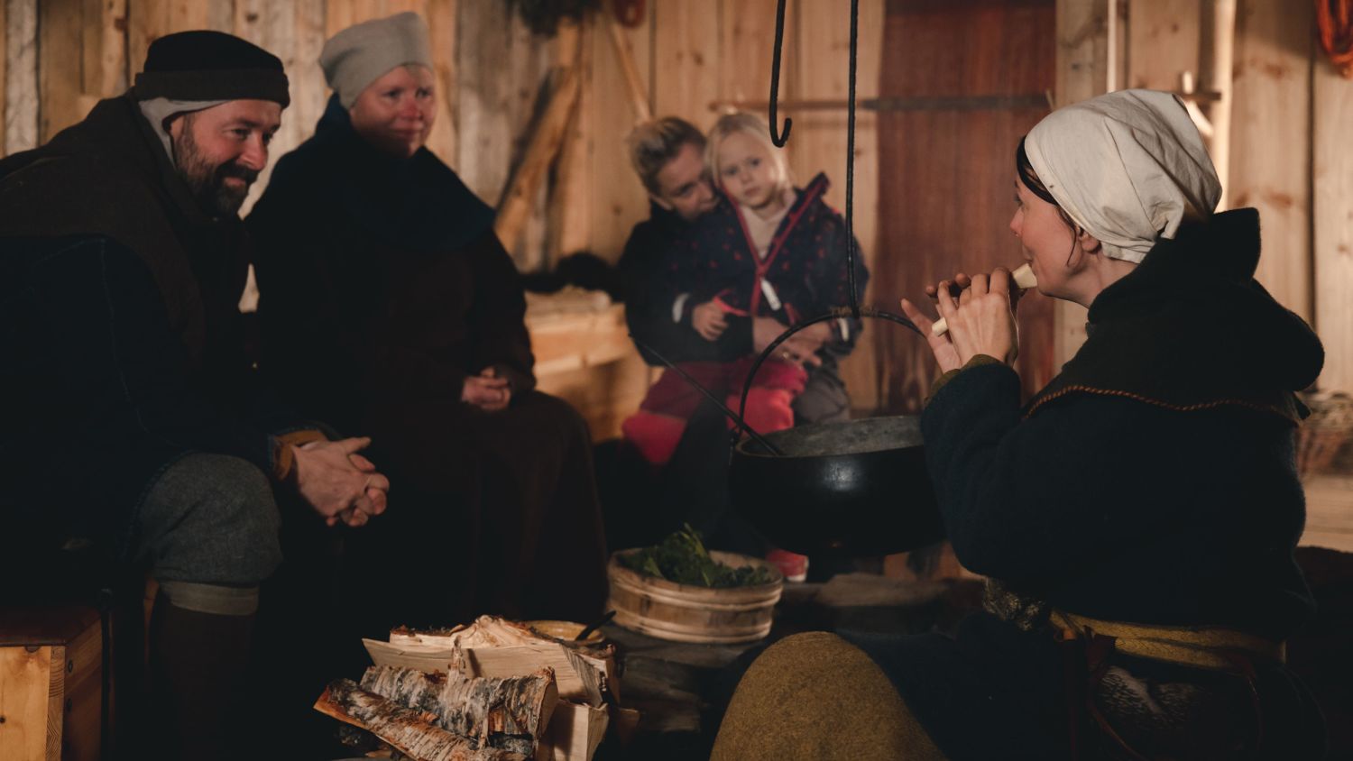 Family from the old days at Trondenes medieval farm. Photo: Andre Askeland