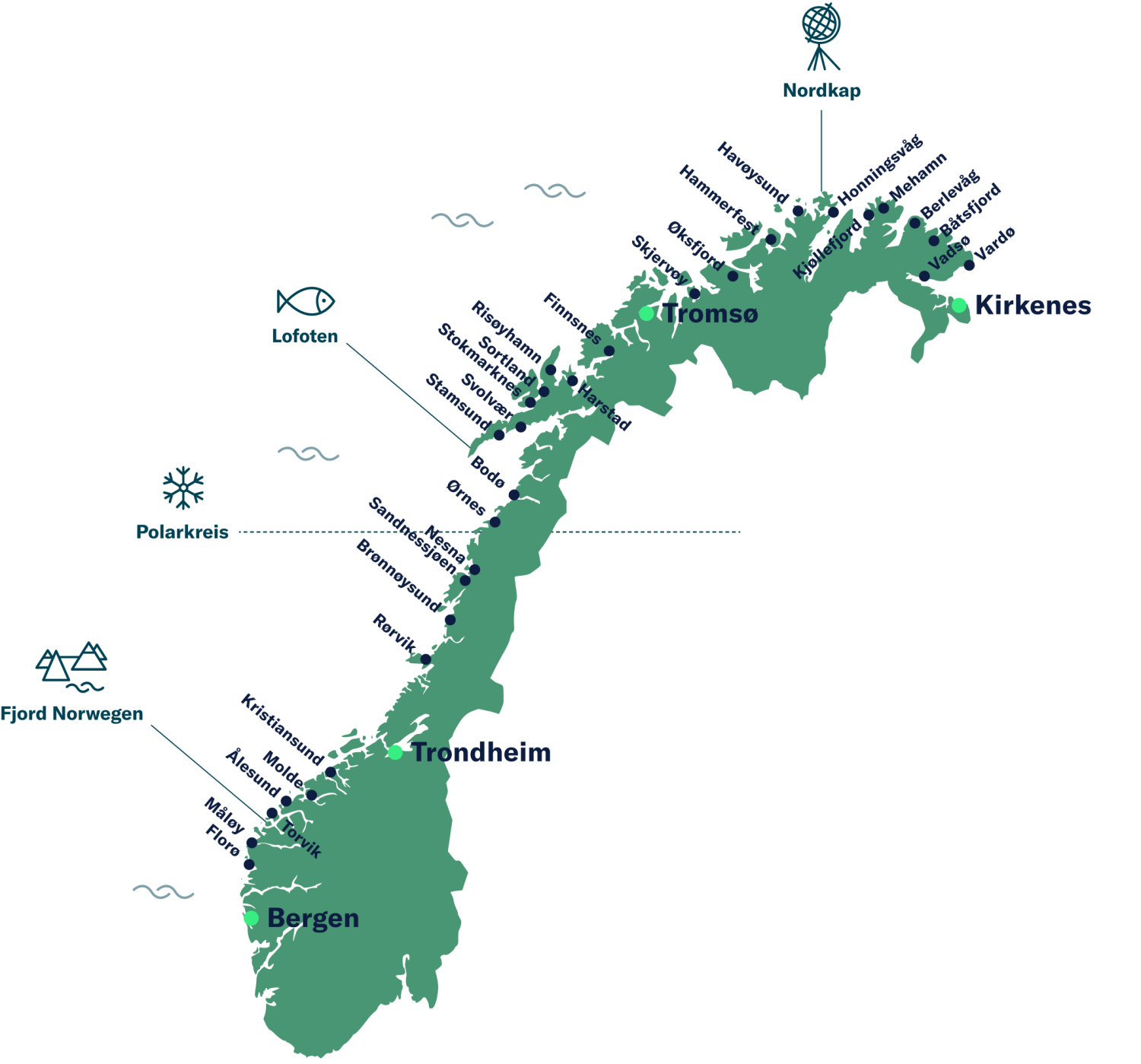 Karte über Norwegen