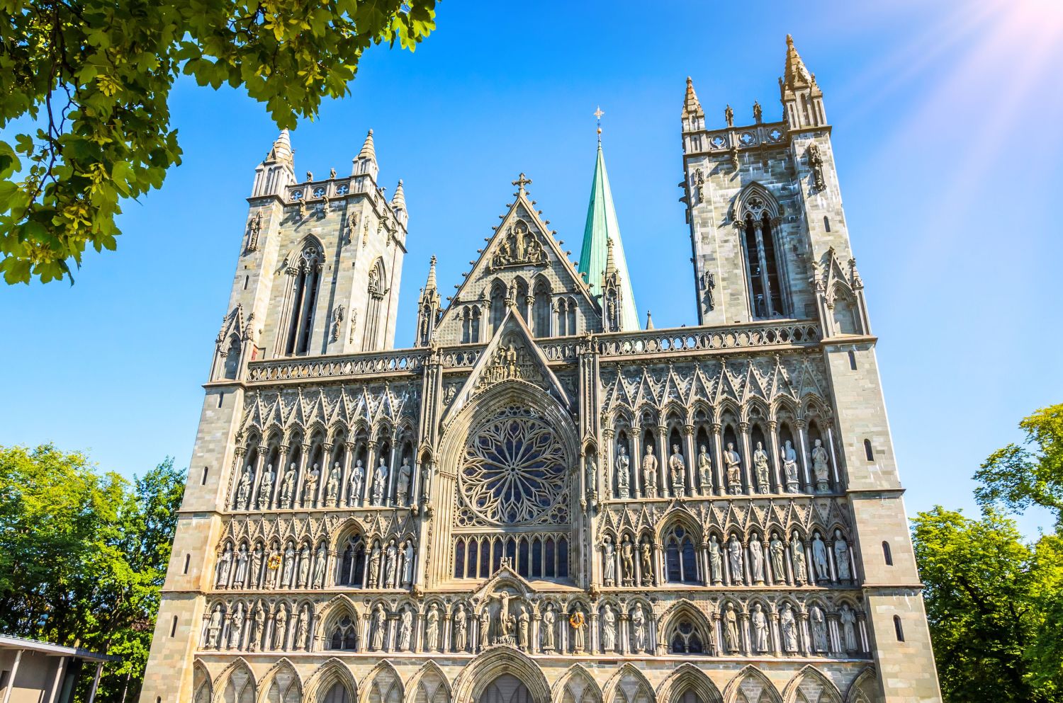 The Nidaros Cathedral in the summer in Trondheim