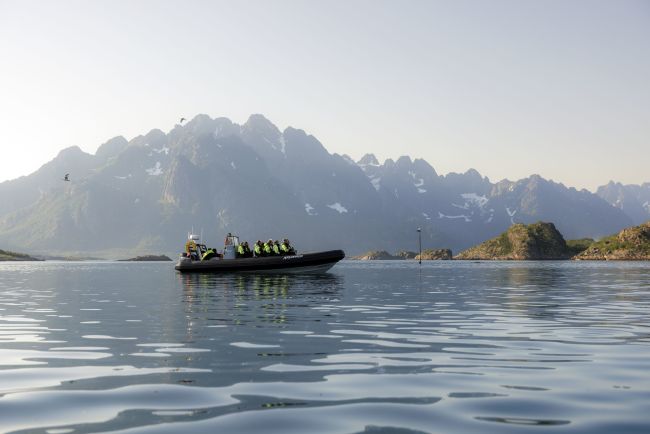 RIB with Lofoten mountains in the background