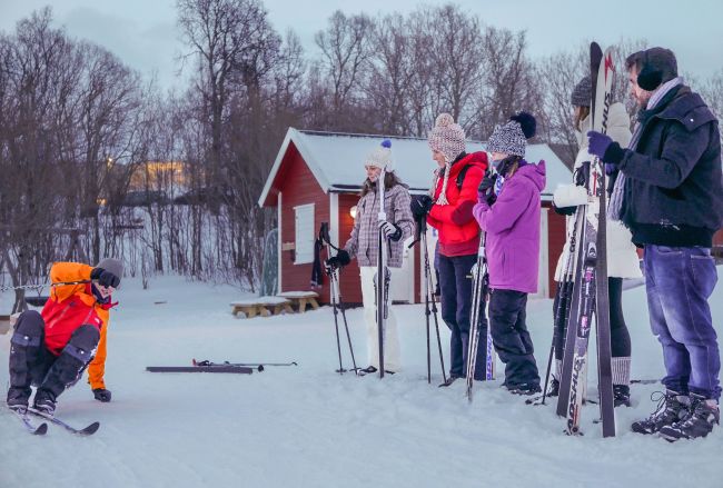 Cross-country skiing for beginners with Havila Voyages in Tromsø, Norway.