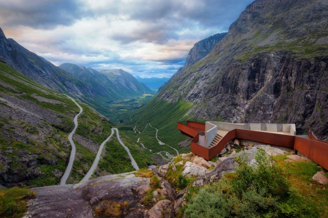 Roads and view point of Trollstigen in Norway. 