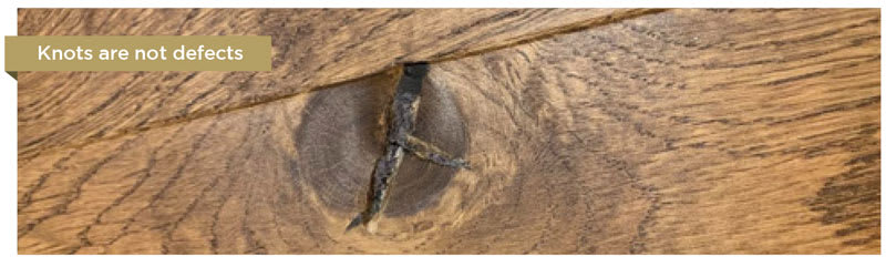 Knots are a natural characteristic of a real wood floor