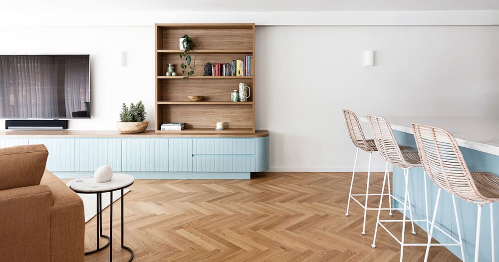 Herringbone timber flooring