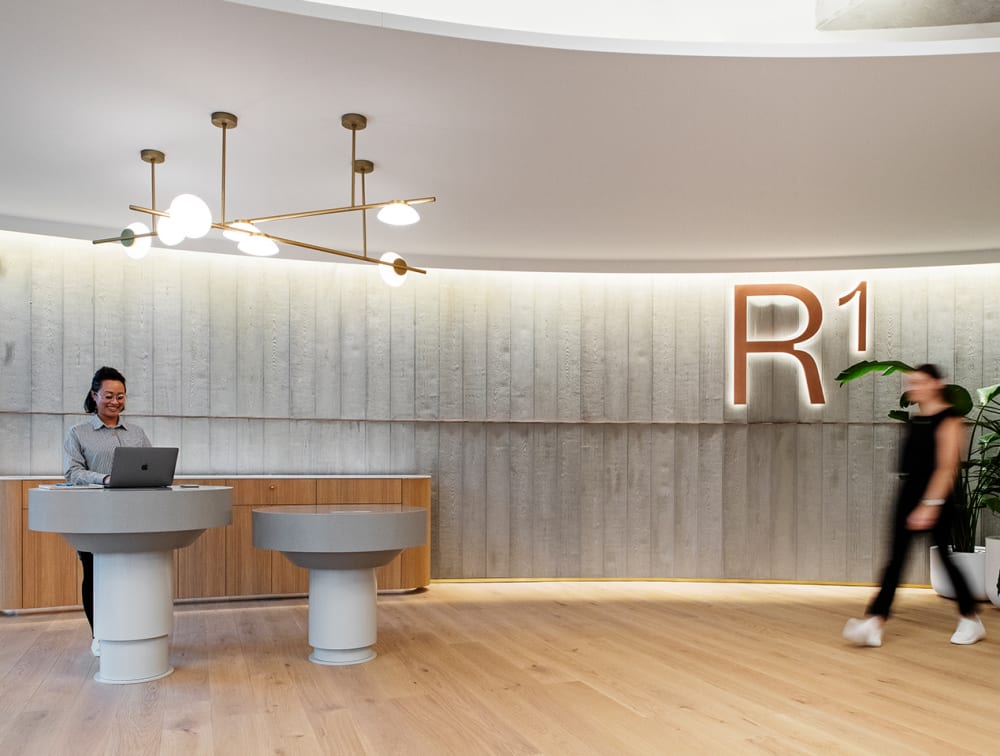 Reece - The Works HQ, featuring Havwoods HW3676 Aspen Raw timber flooring in the lobby