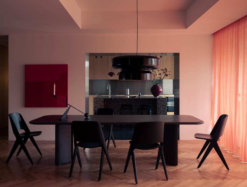 Doria Apartment featuring Havwoods Pallido Herringbone timber flooring