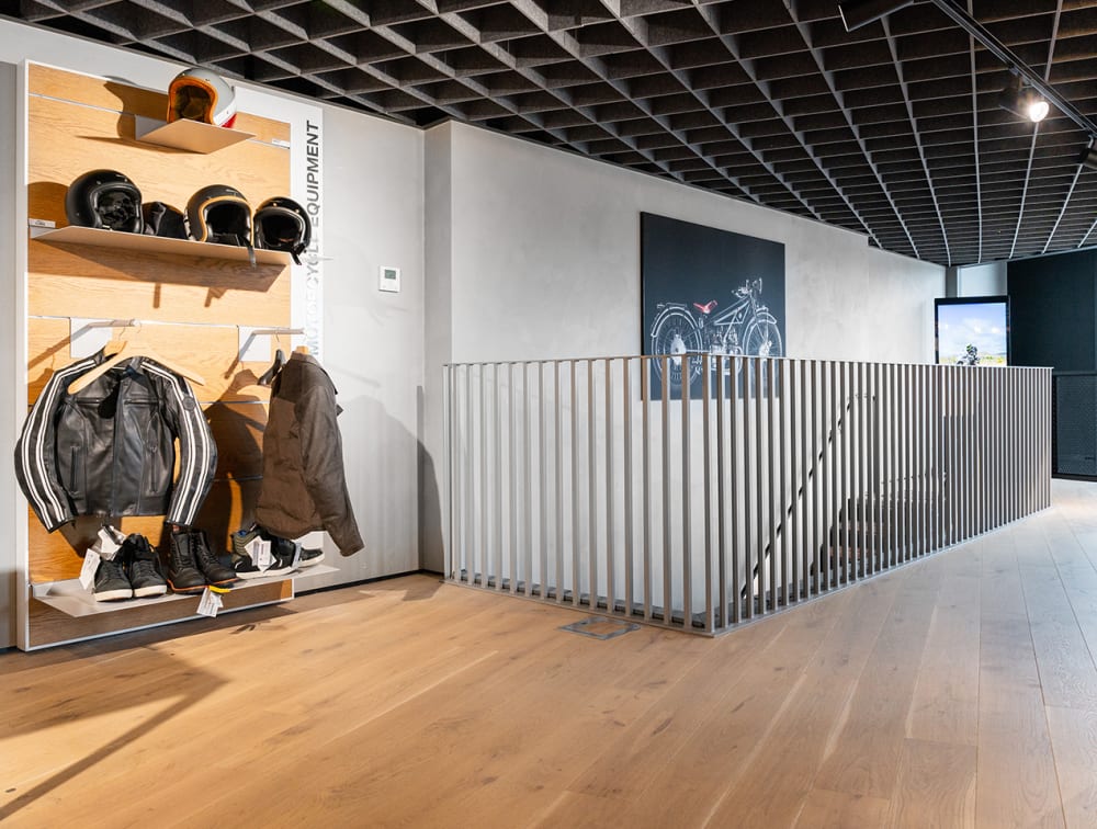 Havwoods Amendo timber flooring featured in the BMW Motorrad Showroom