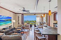 Beach Villas at Ko Olina O-603 - Living room facing the Lanai